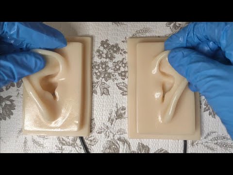 [ASMR] Silicone Ear Oil and Lotion Massage, No Talking~ with/without Exam Gloves, & Q-Tip Cleaning