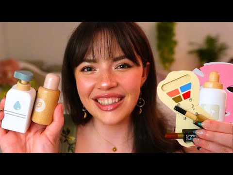 ASMR Wooden Skincare & Makeup Roleplay for Sleep  (layered sounds, pampering)