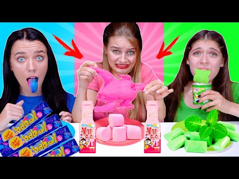 ASMR Eating Only One Color Food Green, Pink and Blue | Eating Sounds LiLiBu