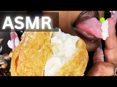 Irresistible ASMR: Eating A Creamy Whip Cream Puff Pastry Cake #asmrsounds