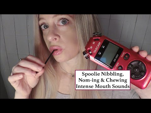 ASMR Spoolie Nibbling, Chewing & Noms | Hand Movements | Intense Mouth Sounds | Inaudible Whisper
