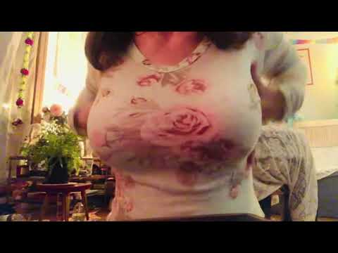 ASMR with bra scratching flower shirt