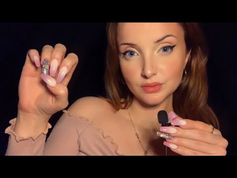 ASMR | MOST TINGLY INAUDIBLE WHISPERING, LIGHT CHEWING GUM SOUNDS, WITH LONG NAIL TAPPING