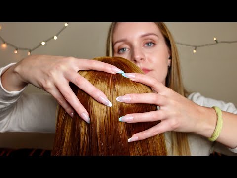ASMR Fall Asleep Instantly With This Relaxing Hair Play and Head Massage - Long Nails | NO TALKING