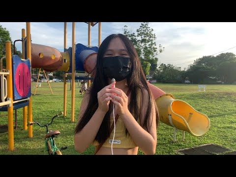 ASMR IN THE PARK w/ my mini mic ( public asmr - it’s really chaotic 💀 )