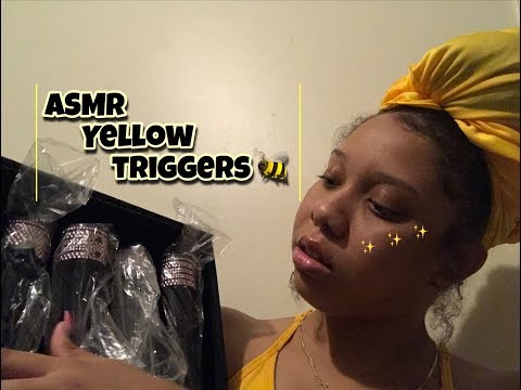 ASMR Yellow Triggers 💛| long nails tapping 💅