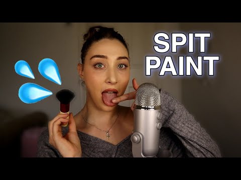 ASMR SPIT PAINT AND INAUDIBLE WHISPERING PART 2 MOUTH SOUNDS | soo tingly!