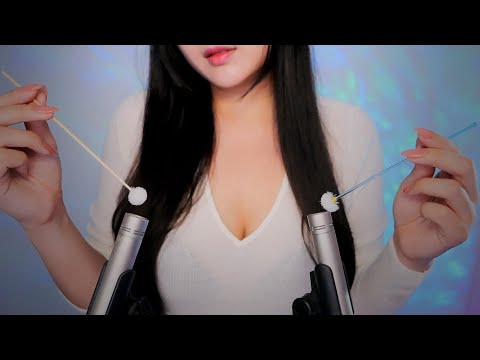 ASMR 4 Types of Mic!!  Ear Attention for Sleep & Tingles  Fluffy earpick Ear Cleaning  👍👍
