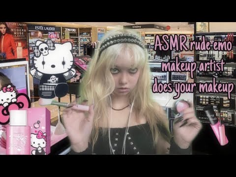 ASMR rude emo makeup artist does your makeup! (fast and aggressive roleplay)