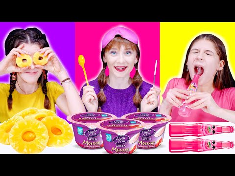 ASMR Eating Only One Color Food Purple, Pink and Yellow Mukbang By LiLiBu