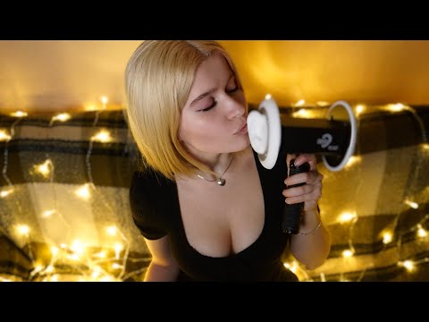May I kiss your ears? 💋 ASMR 3dio ear kissing sounds, mouth sounds, binaural soft whisper