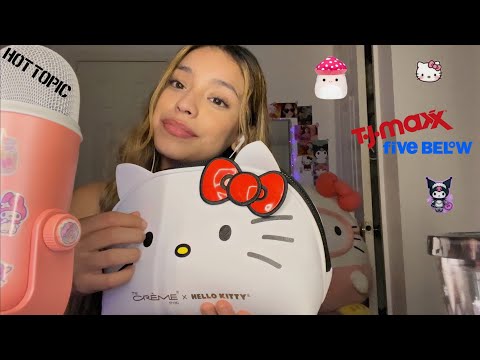 ASMR mini shopping haul✨|| hello kitty,squish,halloween edition💖(whispers,tapping & scratching)