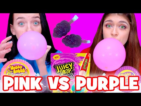 ASMR Pink VS Purple Candy Race Mukbamg Eating Sounds