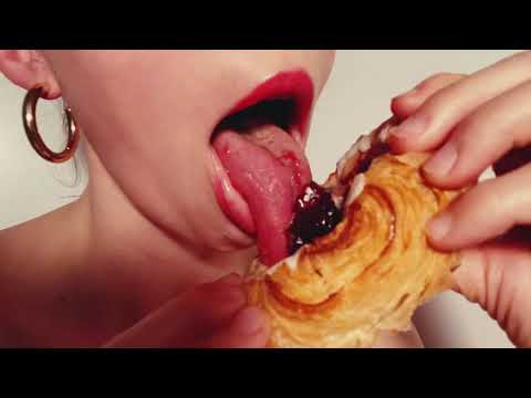 ASMR Food Porn Video-Cherry Danish Crunchy Pastry