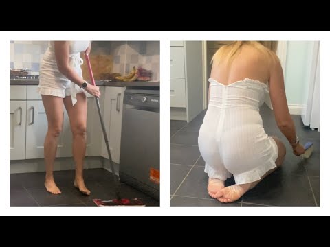 Sweeping and Mopping the Kitchen and Dining Room ASMR Sweeping Sounds