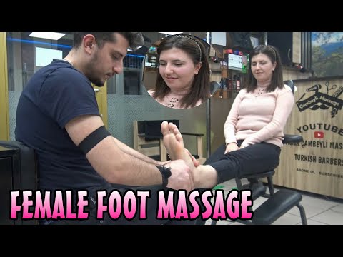 ASMR female foot massage with relaxing music & female chair leg, sleep massage & bayan ayak masajı