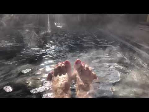 ASMR TOES soaking in the Winter. air steam water sun Nature sounds