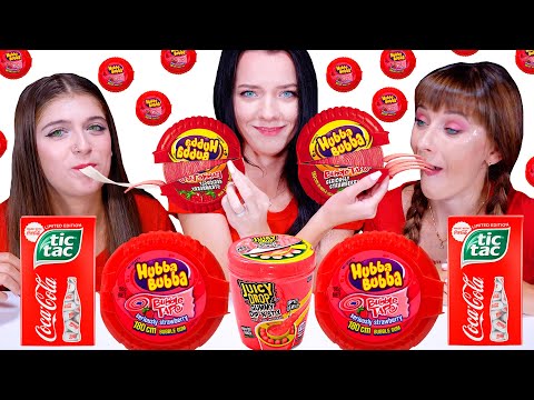 ASMR EATING ONLY ONE COLOR FOOD FOR 24 HOURS! Last To STOP Eating Red Food! Mukbang by LiLiBu