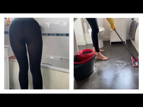 ASMR Scrubbing, Mopping and Spraying - Housewife Cleaning The Bathroom
