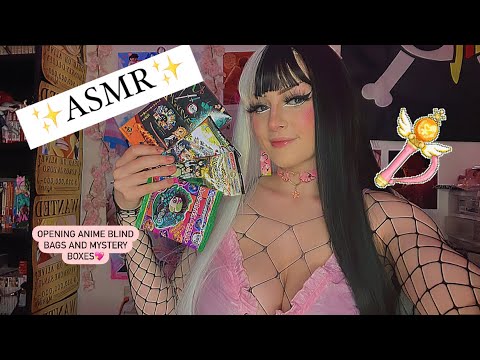 ASMR// unboxing anime blind bags & mystery boxes from Japan! (whispering, tapping, crinkle sounds✨)