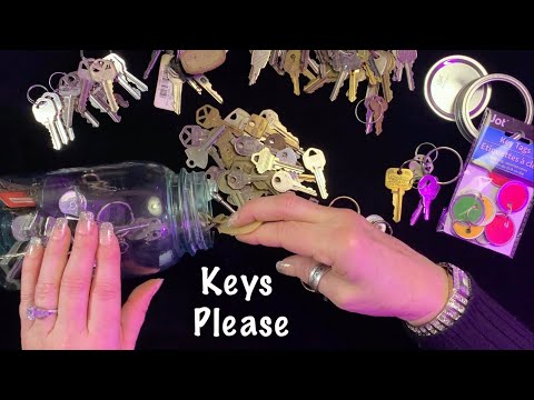 ASMR Key extravaganza! (No talking) Jingling Keys & key chains (Soft Spoken later today)
