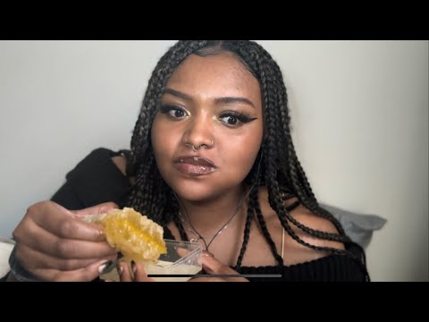 Asmr eating raw honeycomb for the first time