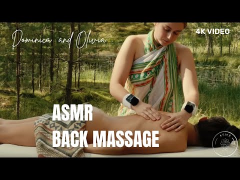 ASMR back massage therapy video with Dominika and Olivia.