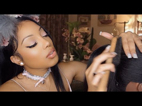 ASMR- Best Friend Does Your Hair for a Halloween Party (Hot comb-afro texture)