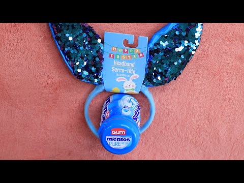 Blue Sequin Bunny Ears ASMR Chewing Gum Sounds