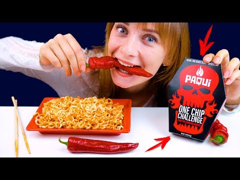 ASMR ONE CHIP CHALLENGE & 10X NUCLEAR FIRE NOODLES EATING SOUNDS | LiLiBu ASMR