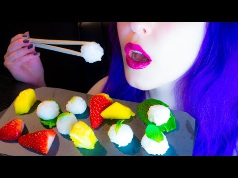 ASMR: Sweet Coconut Sushi with Mint & Fruits ~ Relaxing Eating Sounds [No Talking | Vegan] 😻