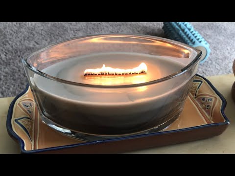 ASMR Lighting a Wood Wick Candle | Tapping (Very short video)