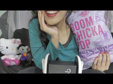 ASMR Eating Crunchy Popcorn Whispering 🍿Eating Sounds ✨3DIO BINAURAL ♡♡♡♡ ✨