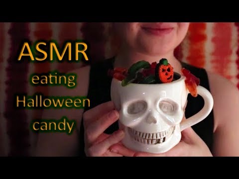 ASMR - Eating Halloween Themed Candy - Mouth Sounds (Crunchy, Gummy, Chewy) - No Talking