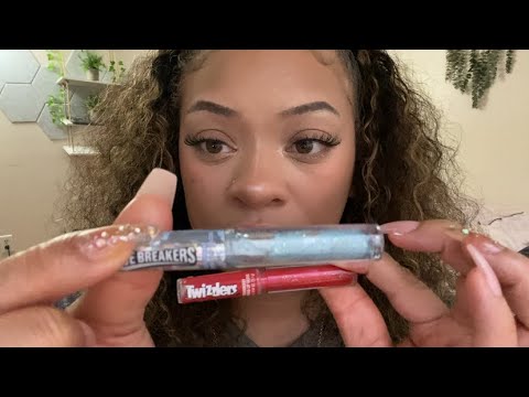 ASMR Candy Scented Lipgloss Application ( Mouth Sounds )