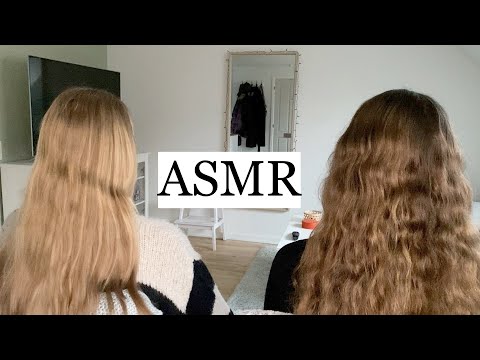 ASMR | GENTLE HAIR PLAY WITH FRIENDS 🌸 Slow hair brushing, back scratching, braiding, no talking