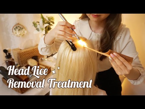 ASMR Sleepy Lice Removal Treatment For You👱‍♀️ gentle scalp massage, hair brushing, shampoo