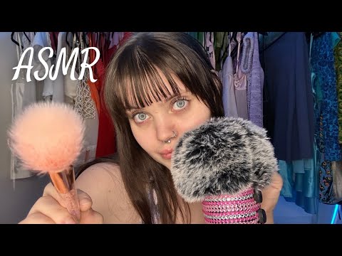 ASMR | Rambling about skin care + Mental health W/ Face brushing and fluffy mic 💗