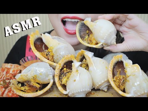 ASMR GRILLED GARLIC SNAILS WITH PEPPER AND GARLIC SAUCE , CHEWY EATING SOUNDS | LINH-ASMR