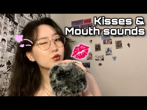 ASMR | Close-Up Kisses & Mouth Sounds 💋✨w/ fluffy mic brushing for EXTREME TINGLES (CV for Bamy)