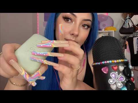 ASMR Soap triggers 🧼💚 part 2 ~tapping, scratching, sudsy sounds~ | Whispered