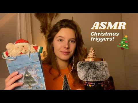 ASMR Christmas triggers! 🎄 (tapping, wood, scratching, mic "brushing", brain massage)