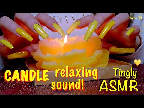 💛 Calming ASMR 🌙 NAIL-scratching & TAPPING a CANDLE FLOWER! 🌸 🎍with my Long Hypnotic Natural Nails 💤