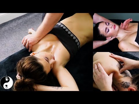 [ASMR] Neck, chest & shoulder Massage to Ease Tight Painful Shoulder [No Music]