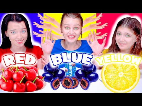 ASMR Eating Food Challenges | Red, Blue and Yellow Food Mukbang