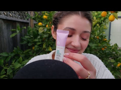 ASMR Outdoors 🍋 Glossier Haul in My New Garden (brushing, tapping, crinkles)