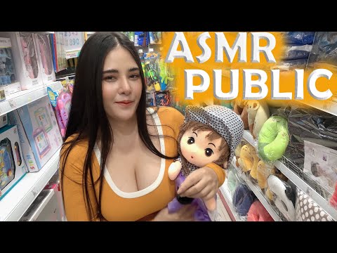 ASMR IN PUBLIC (tickle tickle mouth sounds & tapping)