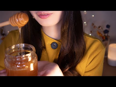ASMR HONEYs🍯 (Stirring, Ear Whispers, Lid Sounds, Tapping)
