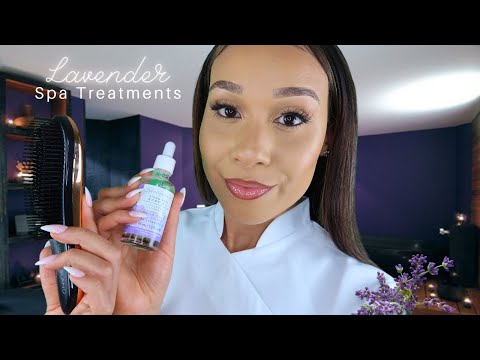 ASMR The Spa 🍃Lavender Spa Treatments🍃 Facial, Scalp Massage, Hair Brushing W/Layered Sounds