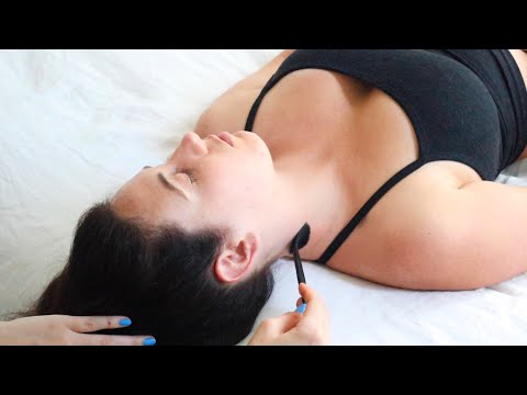 ASMR scalp massage, brushing & light touch therapy on Christina (whisper)